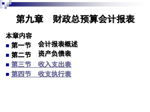 第九章  财政总预算会计报表《 政府会计》PPT课件