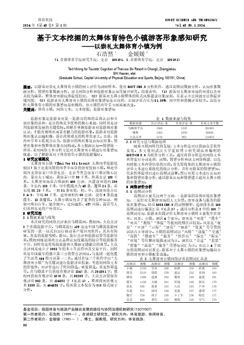 基于文本挖掘的太舞体育特色小镇游客形象感知研究——以崇礼太舞体育小镇为例