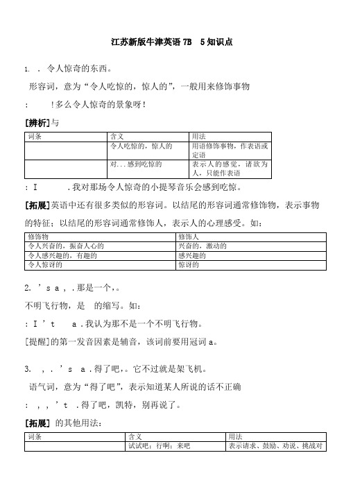 江苏新版牛津英语BUnit知识点