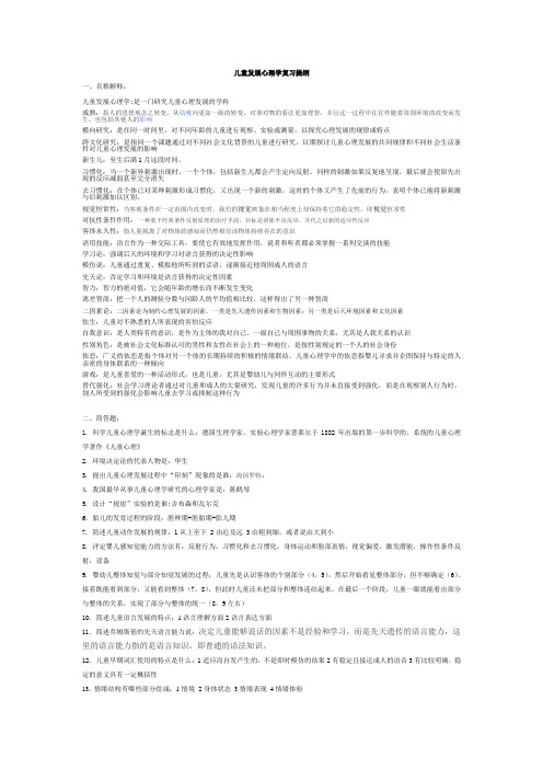 儿童发展心理学考试重点
