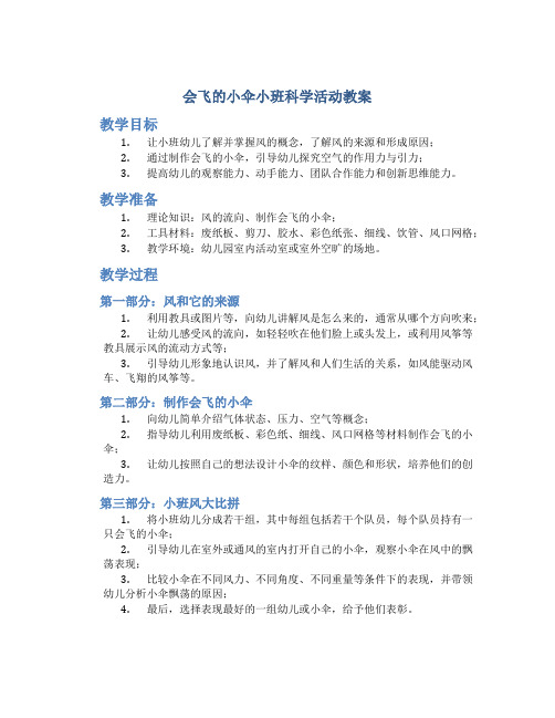 会飞的小伞小班科学活动教案