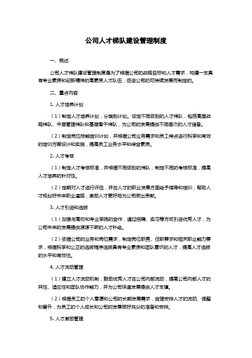 公司人才梯队建设管理制度