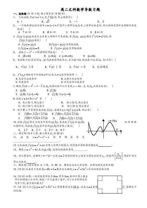 高二文科数学导数习题