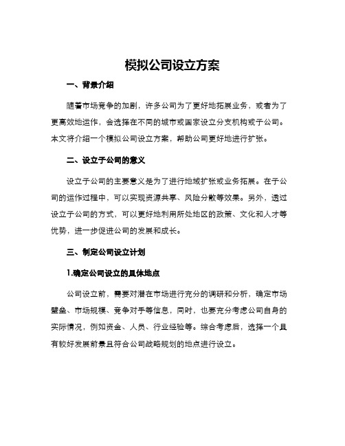 模拟公司设立方案