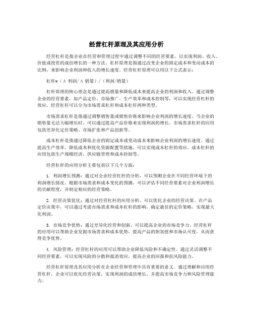 经营杠杆原理及其应用分析