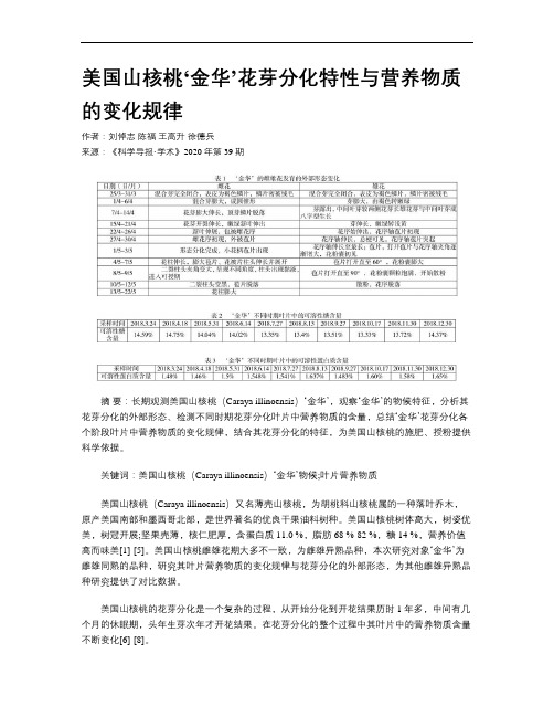 美国山核桃‘金华’花芽分化特性与营养物质的变化规律