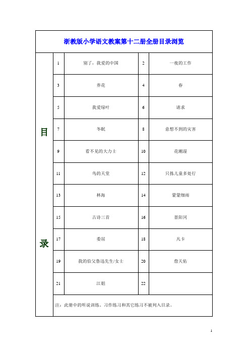 小学语文第12册全册教案(浙教版)共100页