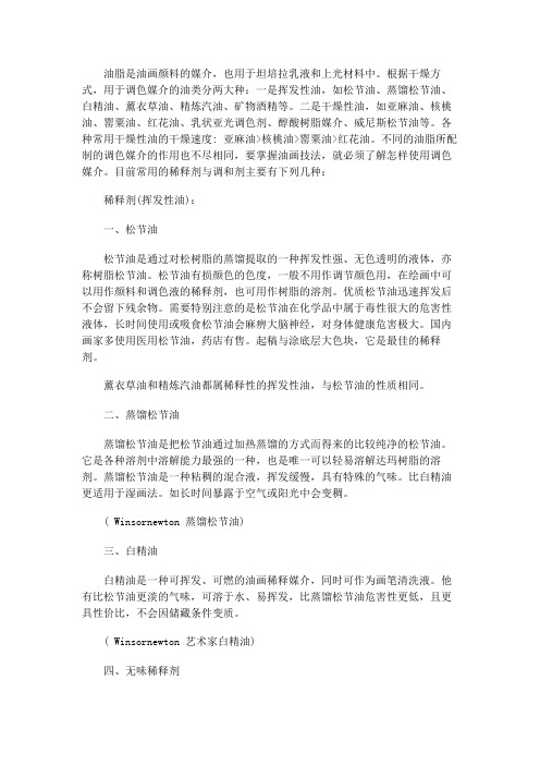 油画常用油脂媒介的性质、用法与区别