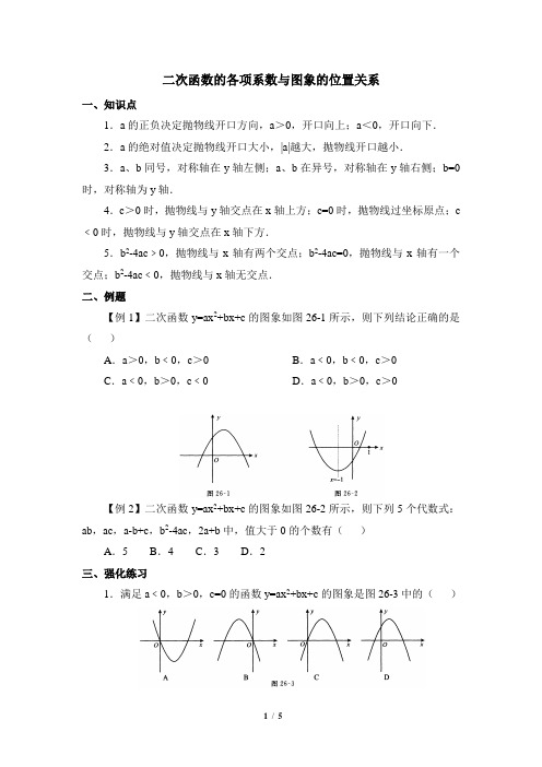 鲁教版(五四制)初中数学九年级上册_二次函数的各项系数与图象的位置关系