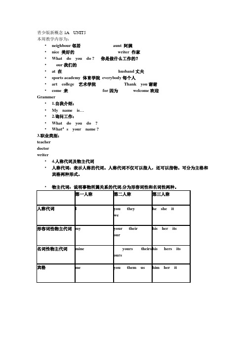 青少版新概念1A  UNIT5