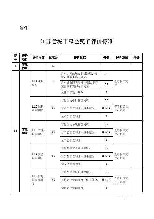 江苏省城市绿色照明评价标准