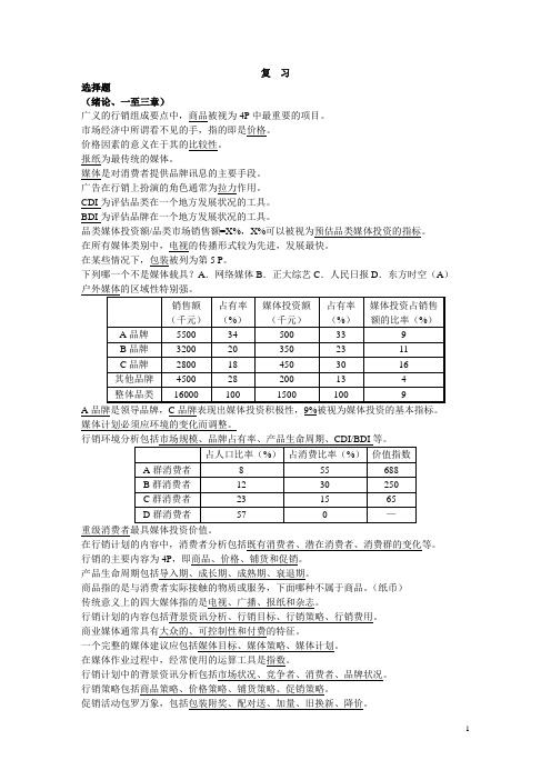 《广告媒介实务》复习