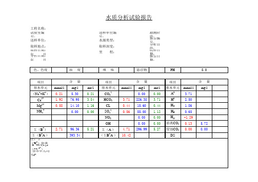 环境水腐蚀性评价计算表