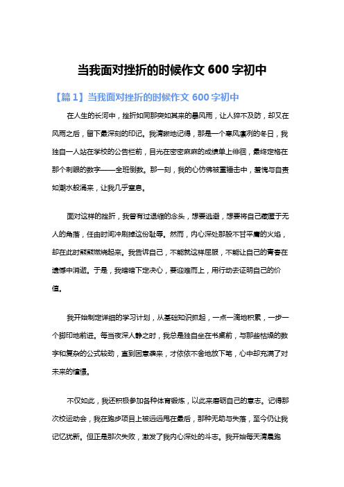 当我面对挫折的时候作文600字初中