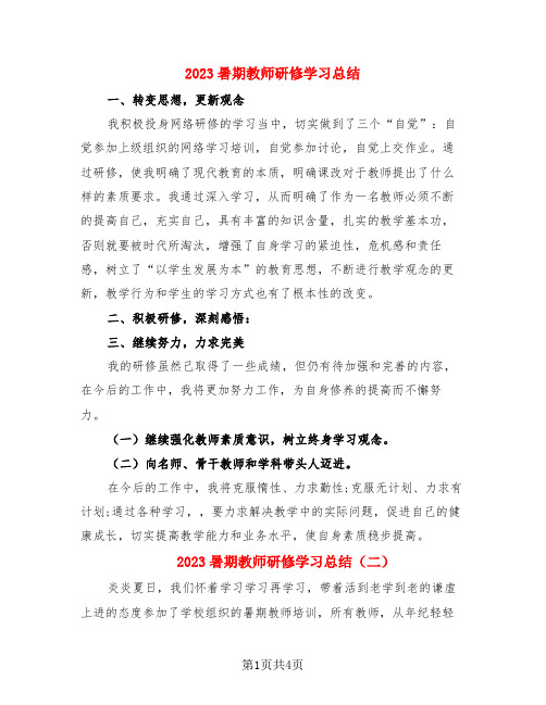 2023暑期教师研修学习总结(4篇)