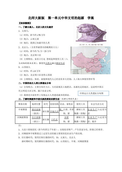 【导学案】七年级历史上册第一单元复习学案