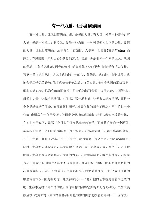 有一种力量,让我泪流满面_初中初一作文800字