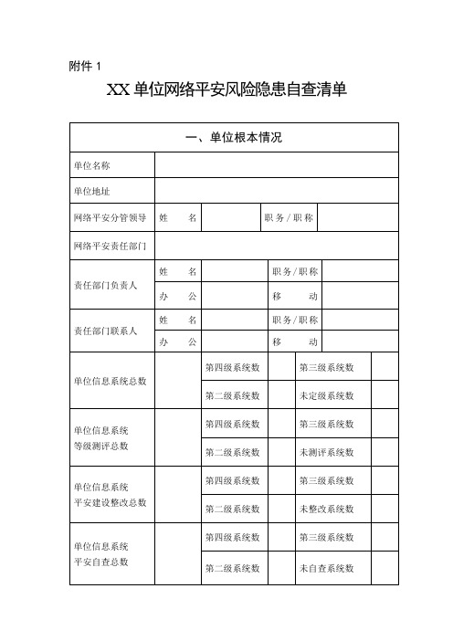 网络安全风险隐患自查清单