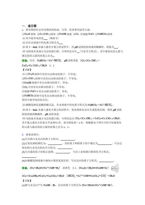 人教版初中高中化学必修一第二章《海水中的重要元素—钠和氯》习题(含答案解析)