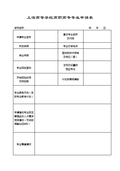 普通高等学校增设本科专业申请表.doc