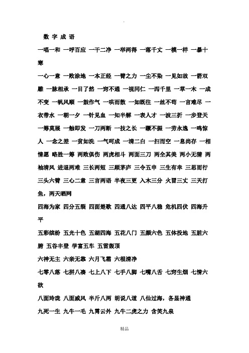 带数字的四字成语