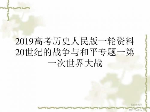 2019高考历史人民版一轮资料20世纪的战争与和平专题一第一次世界大战