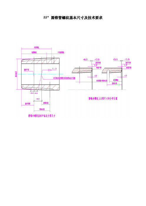 55°圆锥密封管螺纹基本尺寸及公差