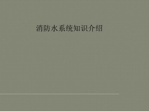 消防水系统讲解资料