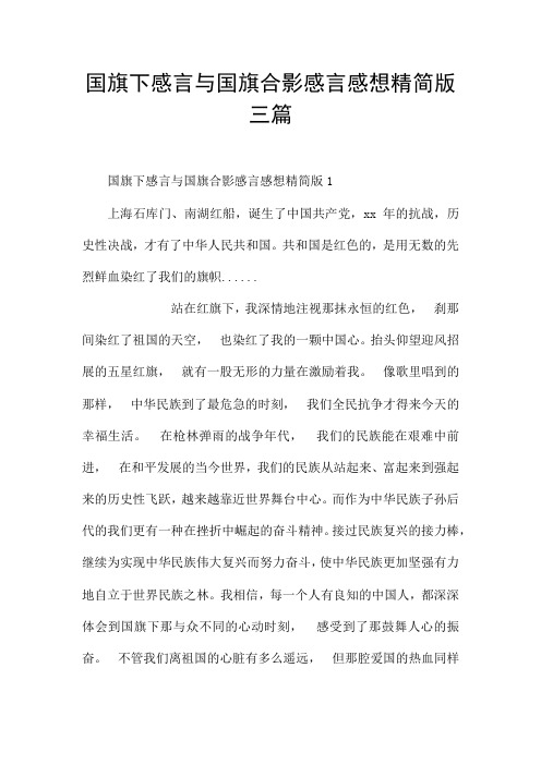 国旗下感言与国旗合影感言感想精简版三篇