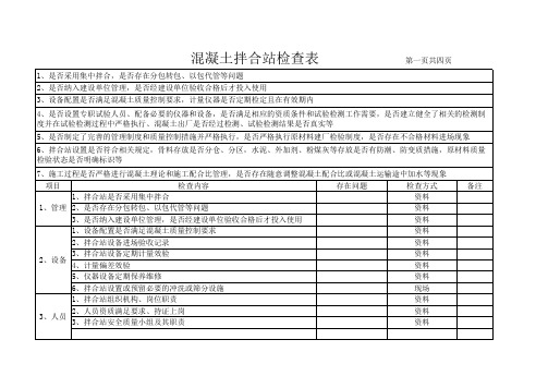 混凝土拌合站检查表