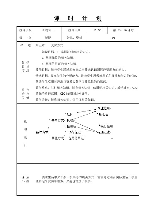 国际贸易实务-教案-5支付方式