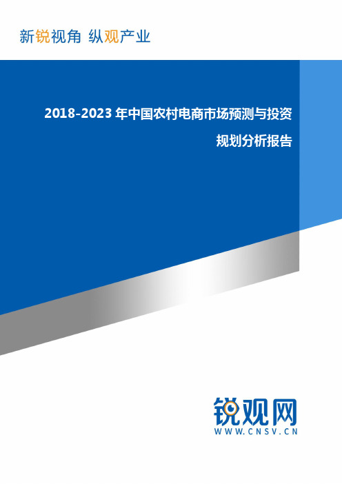 2018-2023年中国农村电商市场预测与投资规划分析(目录)报告