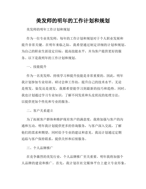 美发师的明年的工作计划和规划