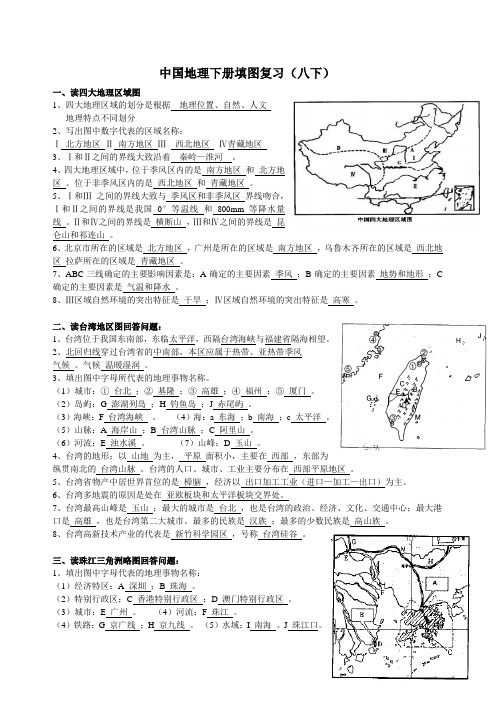 八年级下册地理填图复习