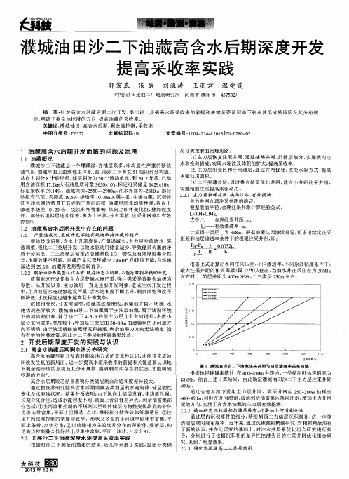 濮城油田沙二下油藏高含水后期深度开发提高采收率实践