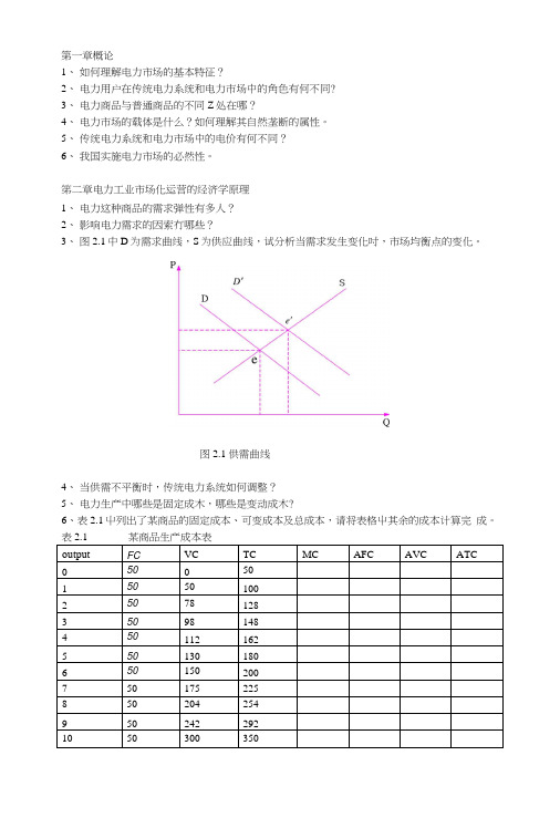 电力市场习题集.docx