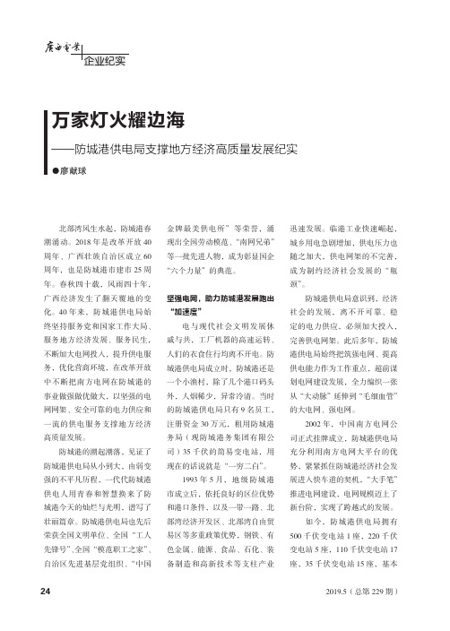 万家灯火耀边海——防城港供电局支撑地方经济高质量发展纪实