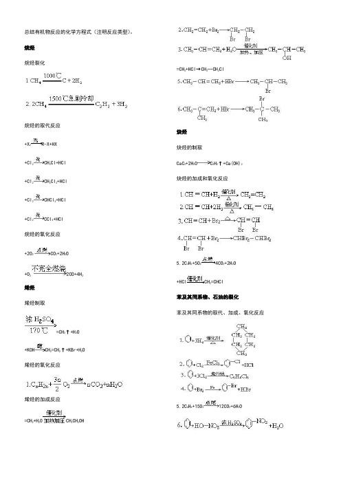 有机反应方程式总结