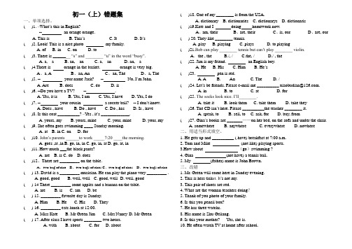初一英语(上)错题集