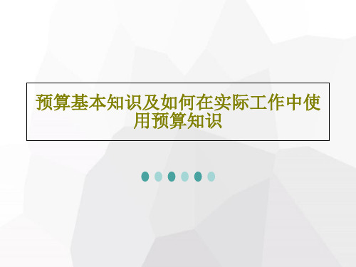 预算基本知识及如何在实际工作中使用预算知识共57页文档