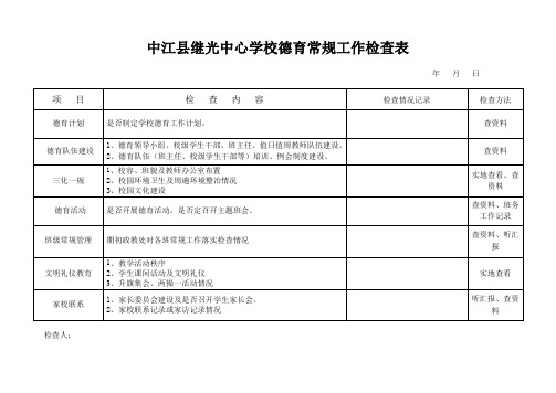 德育常规检查表