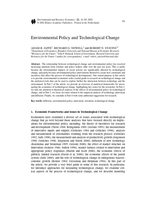 Environmental Policy and Technological Change