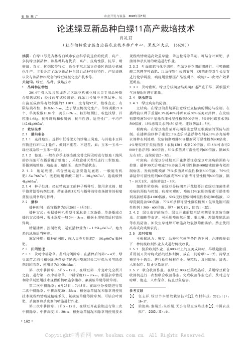 论述绿豆新品种白绿11高产栽培技术