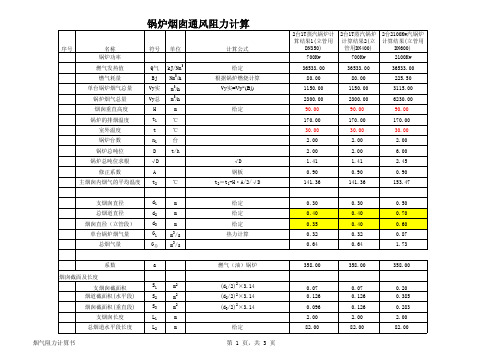 锅炉烟囱阻力计算