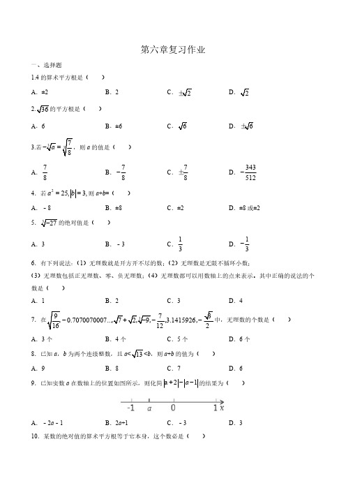 第六章实数复习课(作业)-七年级数学下册同步备课系列(人教版)