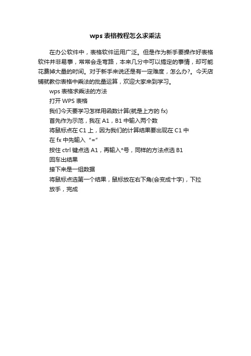 wps表格教程怎么求乘法