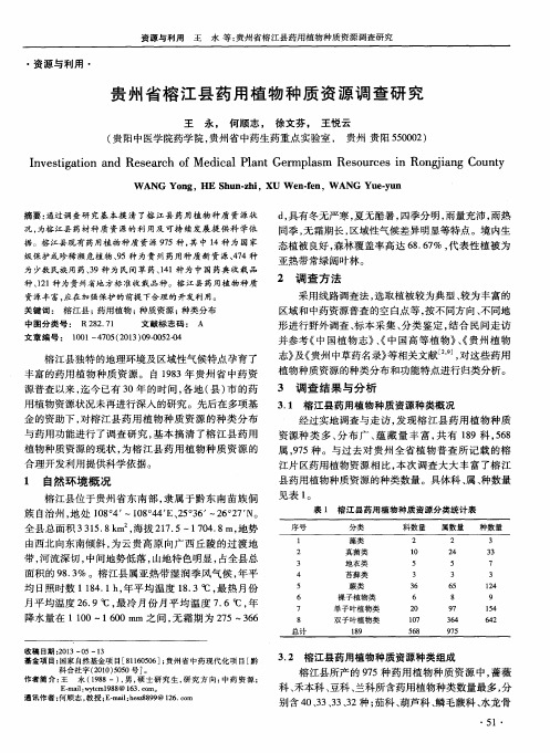 贵州省榕江县药用植物种质资源调查研究