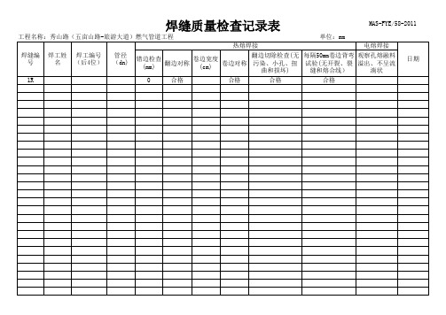 聚乙烯PE管道施工资料(焊接数据)