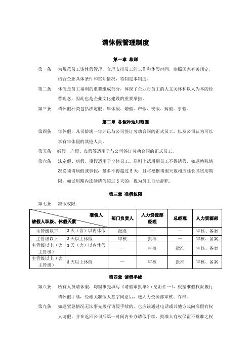 请休假管理制度