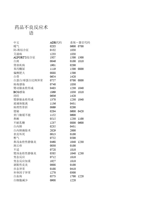 WHO药品不良反应术语集